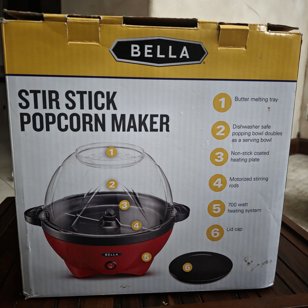 Bella Red and Black Stir Stick Popcorn Maker